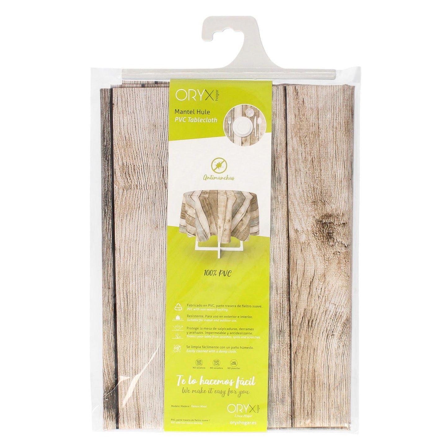 Mantel Hule Redondo Tablones Madera Impermeable Antimanchas Pvc Ø 140 Cm. Uso Interior Y Exterior_3