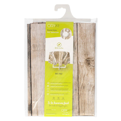 Mantel Hule Redondo Tablones Madera Impermeable Antimanchas Pvc Ø 140 Cm. Uso Interior Y Exterior