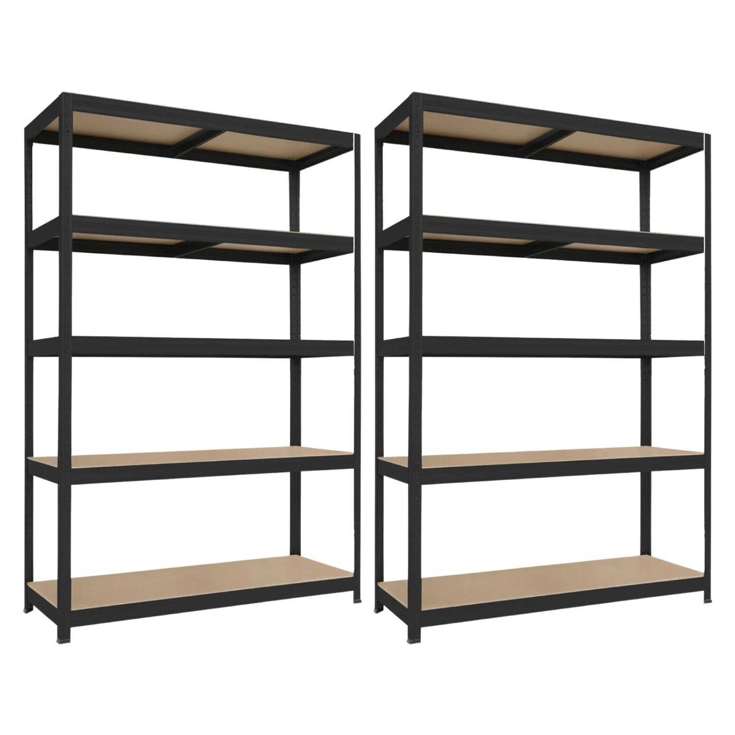 Pack 2 Estanterías Modulares Negras Con 5 Baldas Ajustables 180x120x60cm 1250kg 7house_0