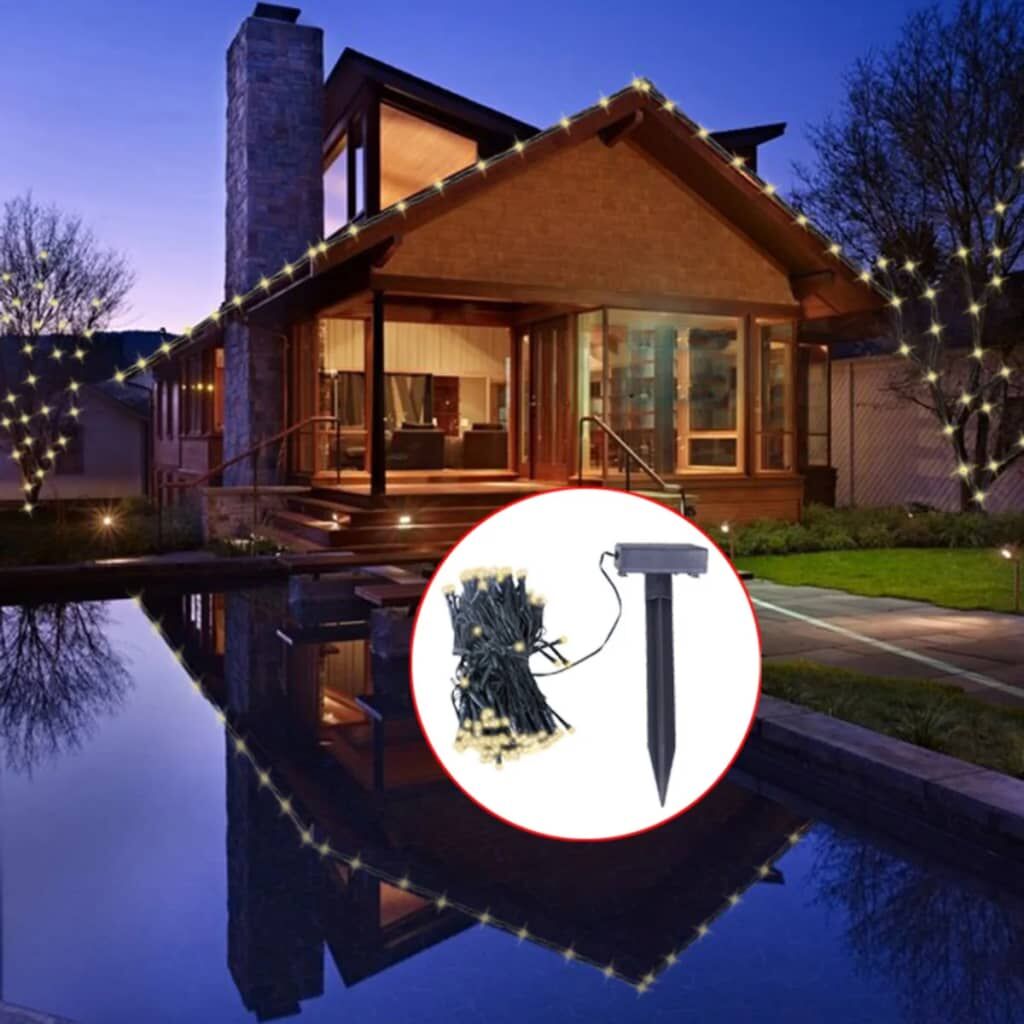 Vidaxl Tira De Luces Led De Navidad Energía Solar Blanco Cálido_1