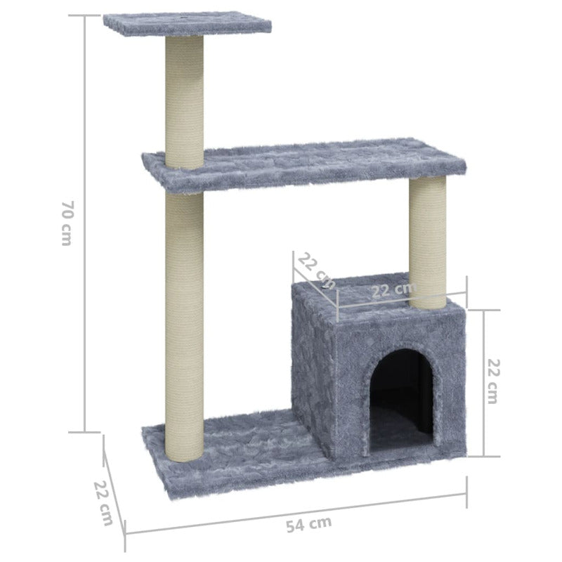 Vidaxl Rascador Para Gatos Con Postes De Sisal Gris Claro 70 Cm_5