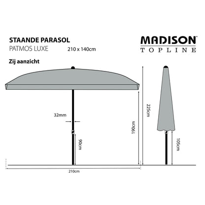 Madison Sombrilla De Jardín Rectangular Patmos Luxe Gris 210x140 Cm_2