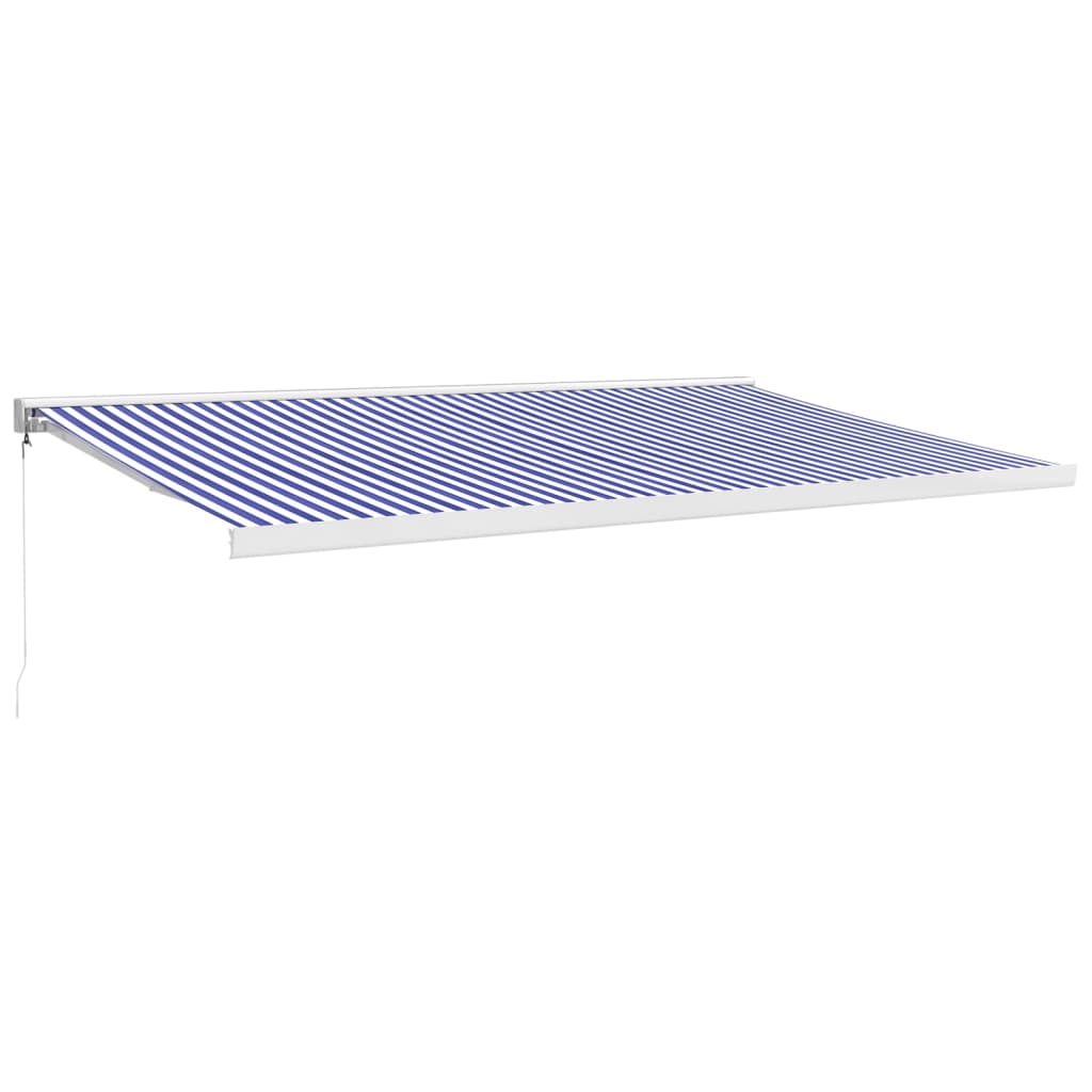 Toldo Retráctil Aluminio Y Tela Azul Y Blanco 5x3 M_0