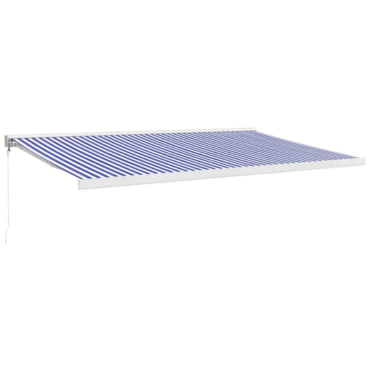 Toldo Retráctil Aluminio Y Tela Azul Y Blanco 5x3 M_0