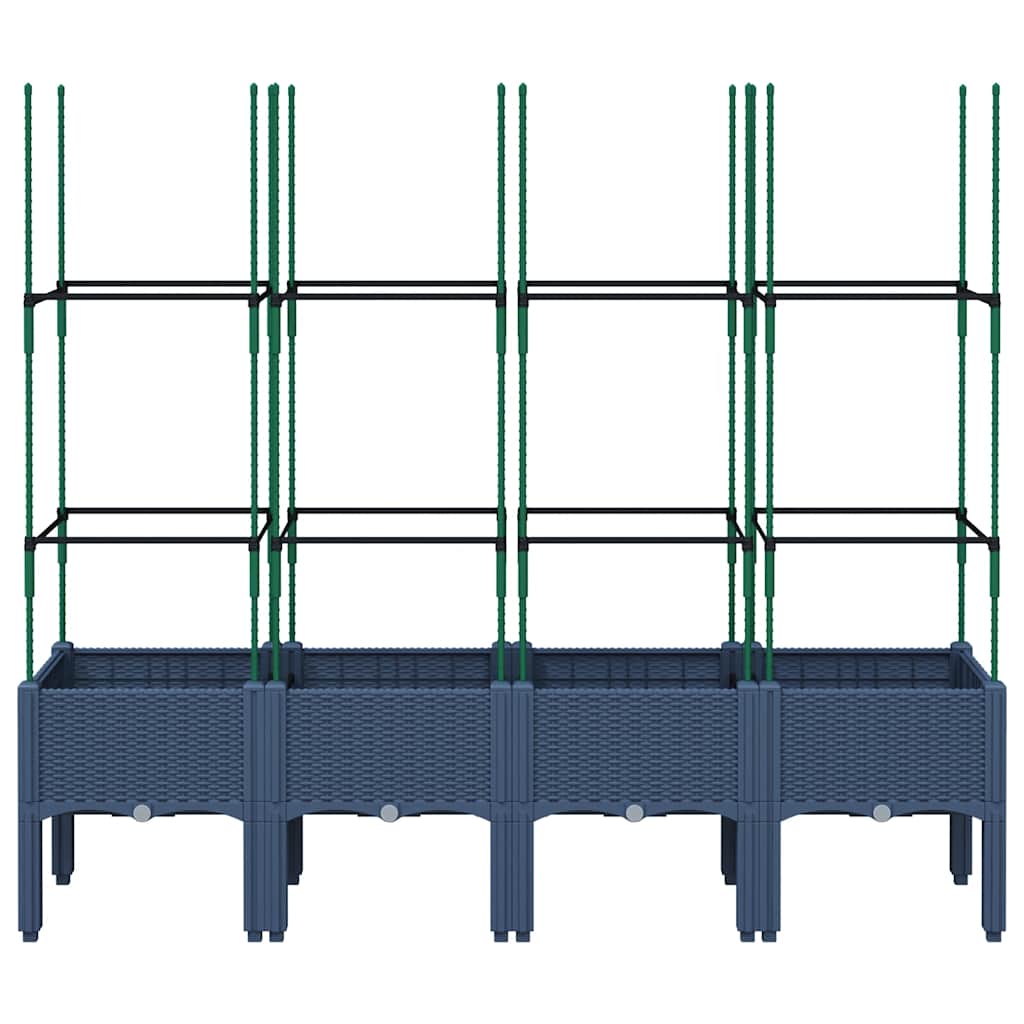 Jardinera Con Enrejado Pp Azul Gris 160x40x142,5 Cm_2