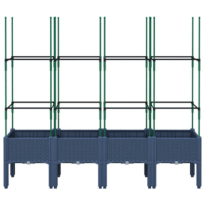 Jardinera Con Enrejado Pp Azul Gris 160x40x142,5 Cm_2