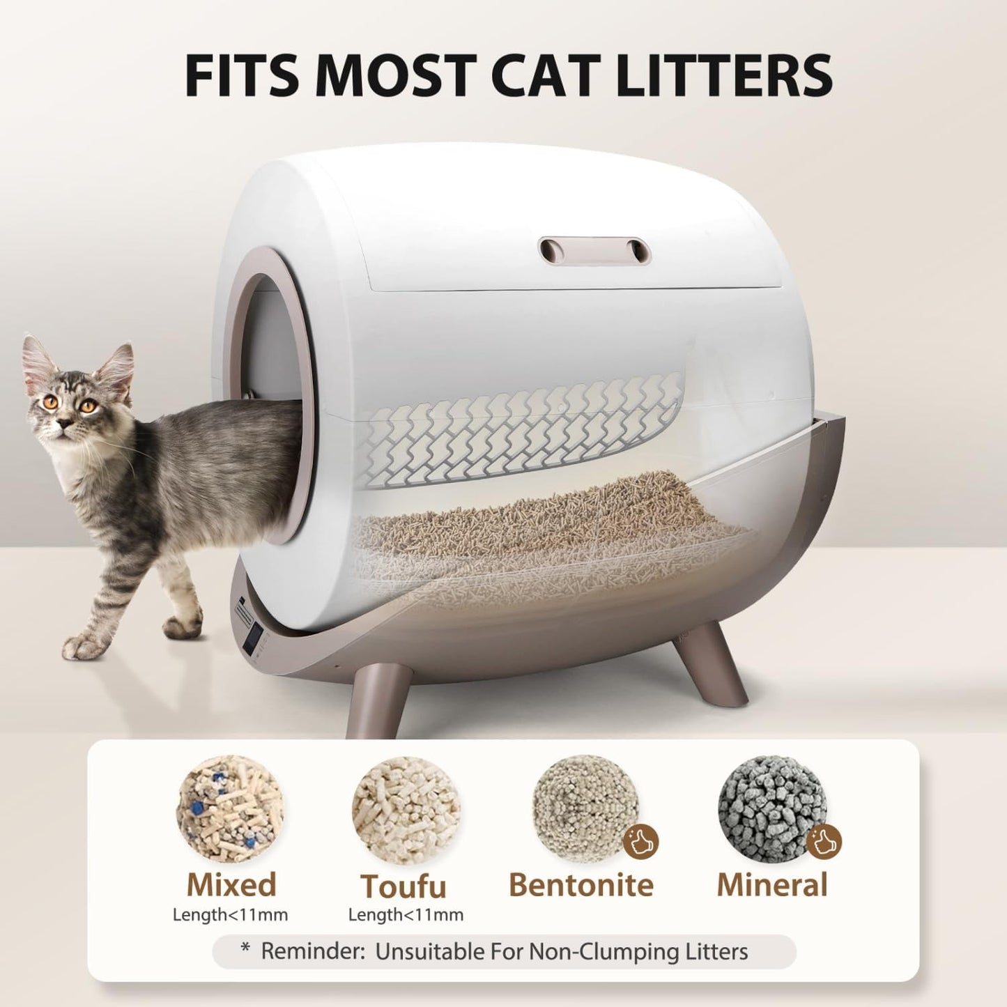 Nobleza Arenero Autolimpiable Inteligente con 2 rollos de bolsas de basura para gatos