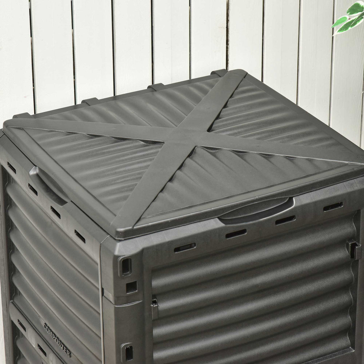 Compostador De Jardín Outsunny Negro 60,5x60,5x81,5 Cm_4