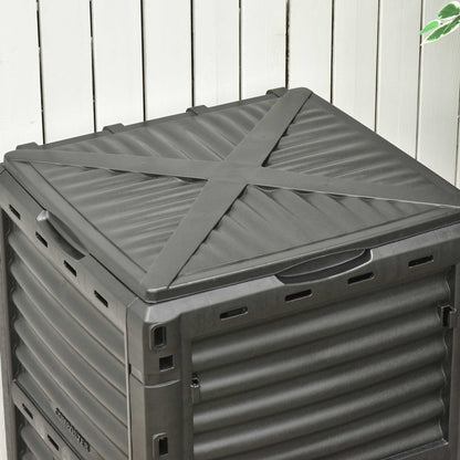 Compostador De Jardín Outsunny Negro 60,5x60,5x81,5 Cm_4