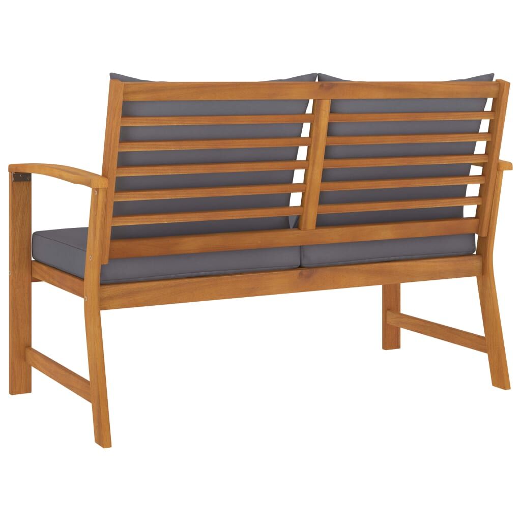 Vidaxl Banco De Jardín 120 Cm Cojines Gris Oscuro Madera Acacia Maciza_3