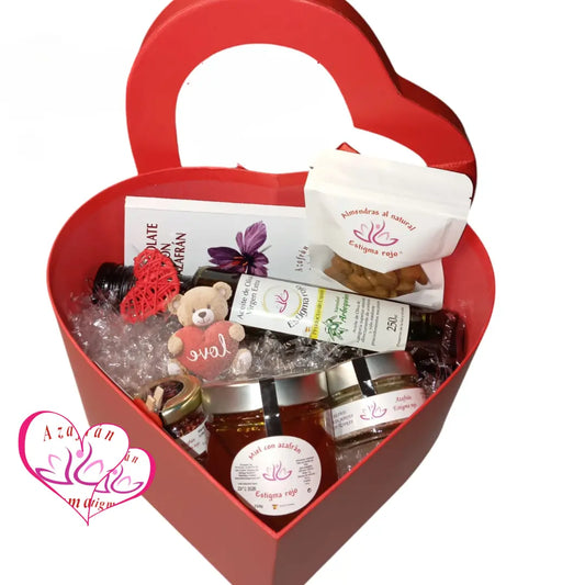 Cestas Regalo –  (chocolate , Almendras ,aove, Escamas De Sal, Miel  Azafrán, Corazón)_0
