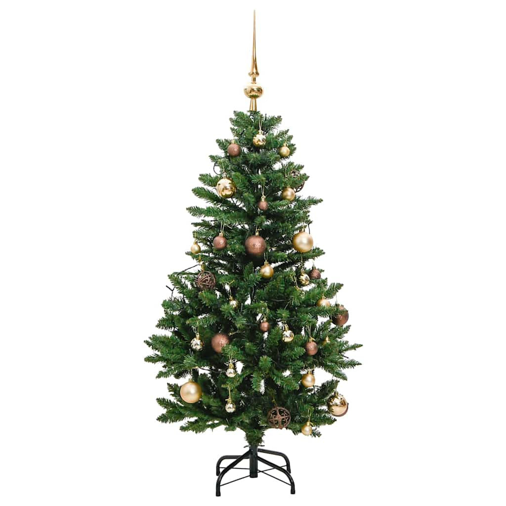 Vidaxl Árbol Navidad Artificial Con Bisagras 150 Led Y Bolas 120 Cm_3