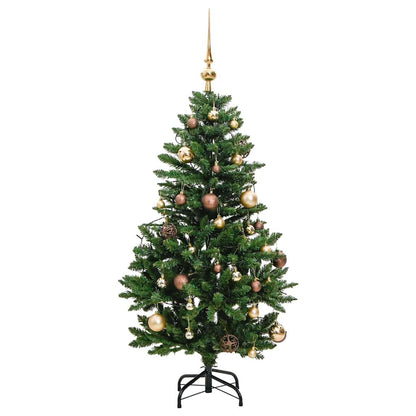 Vidaxl Árbol Navidad Artificial Con Bisagras 150 Led Y Bolas 120 Cm_3