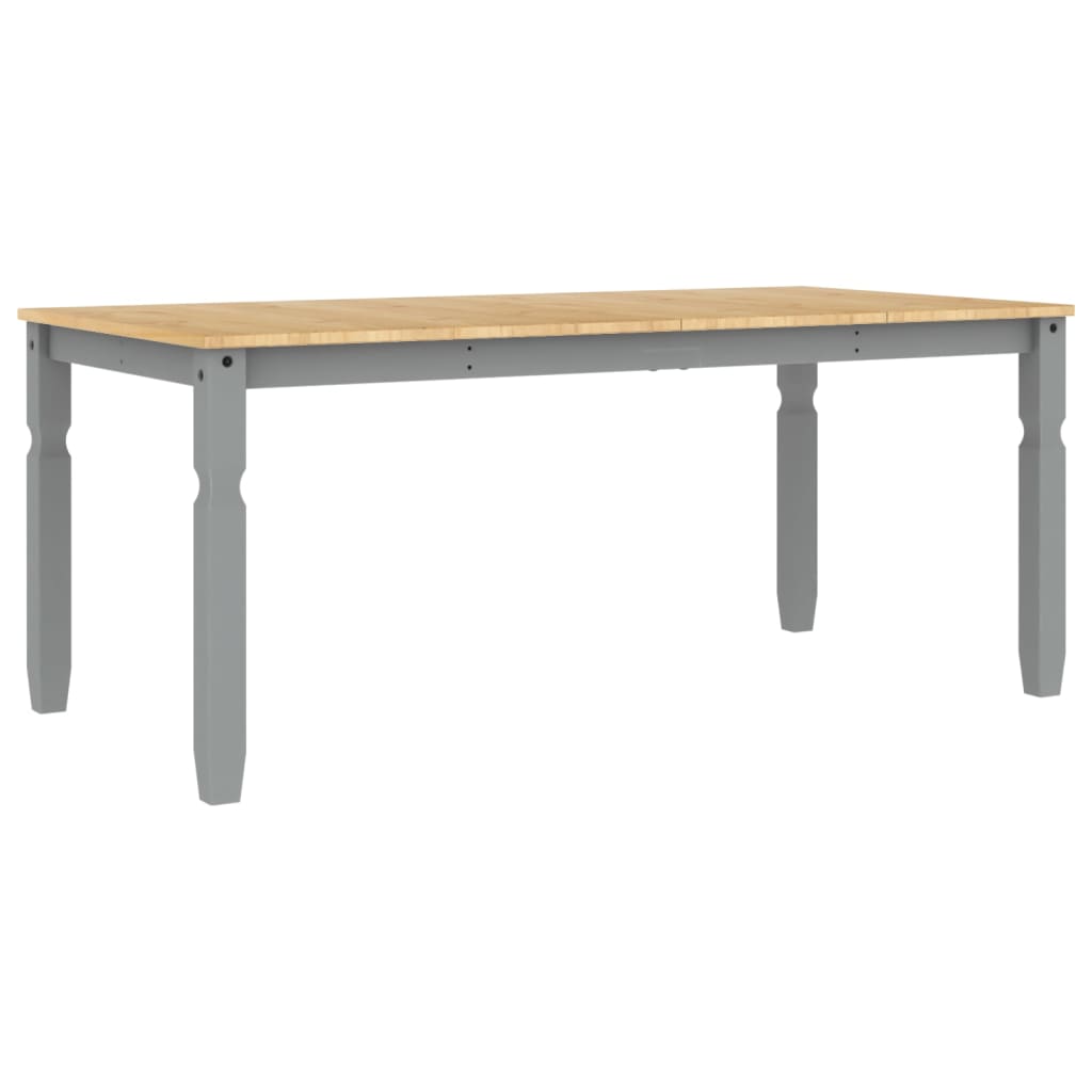 Mesa De Comedor Corona Madera Maciza De Pino Gris 180x90x75 Cm_4