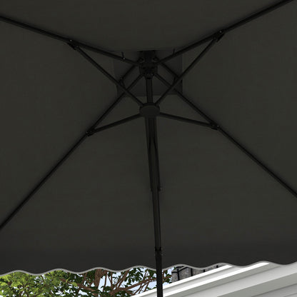 Outsunny Sombrilla Terraza Exterior De 2,5 M Con Manivela Techo Doble Gris_3