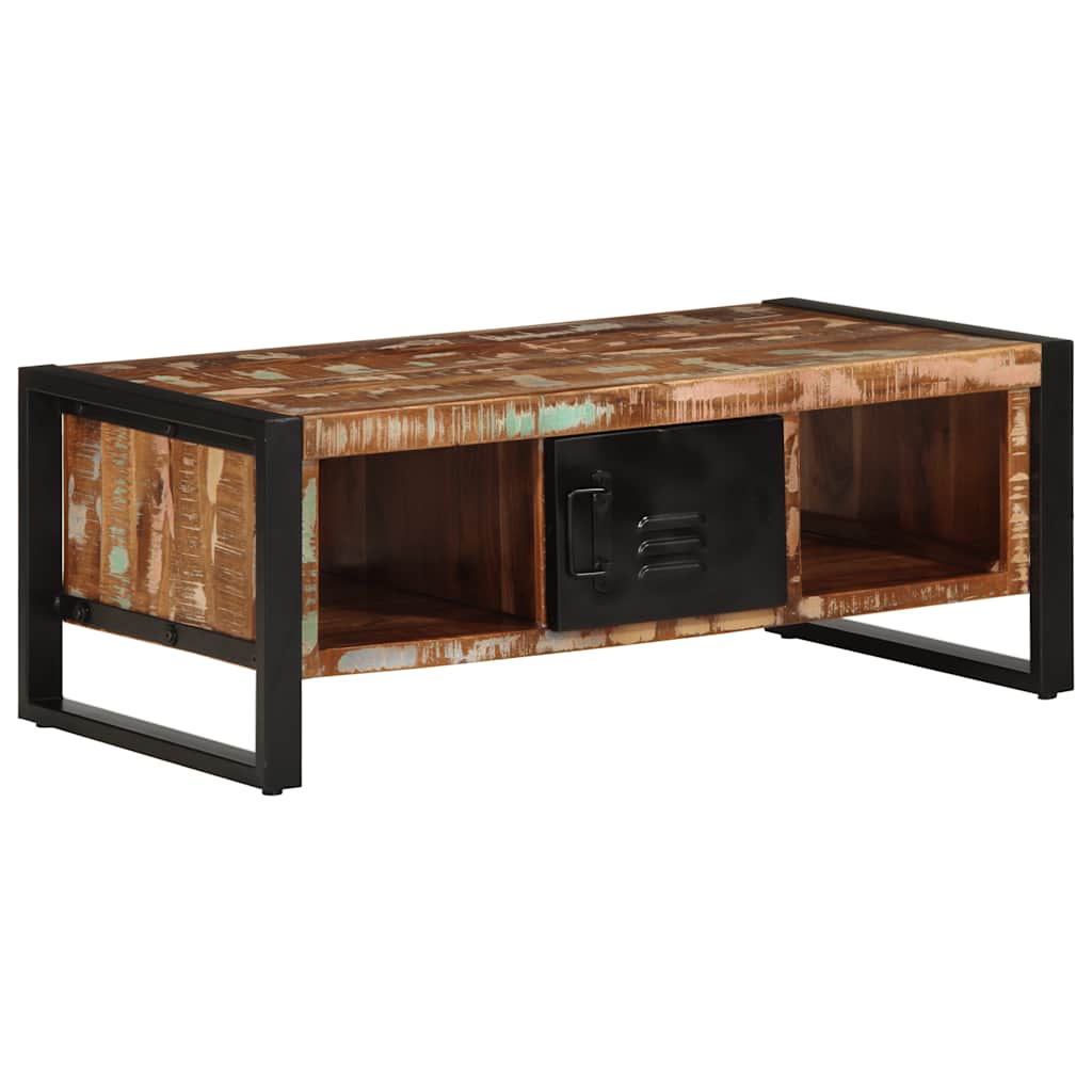 Mesa De Centro Multicolor 90x50x36 Cm Madera Maciza Reciclada_0