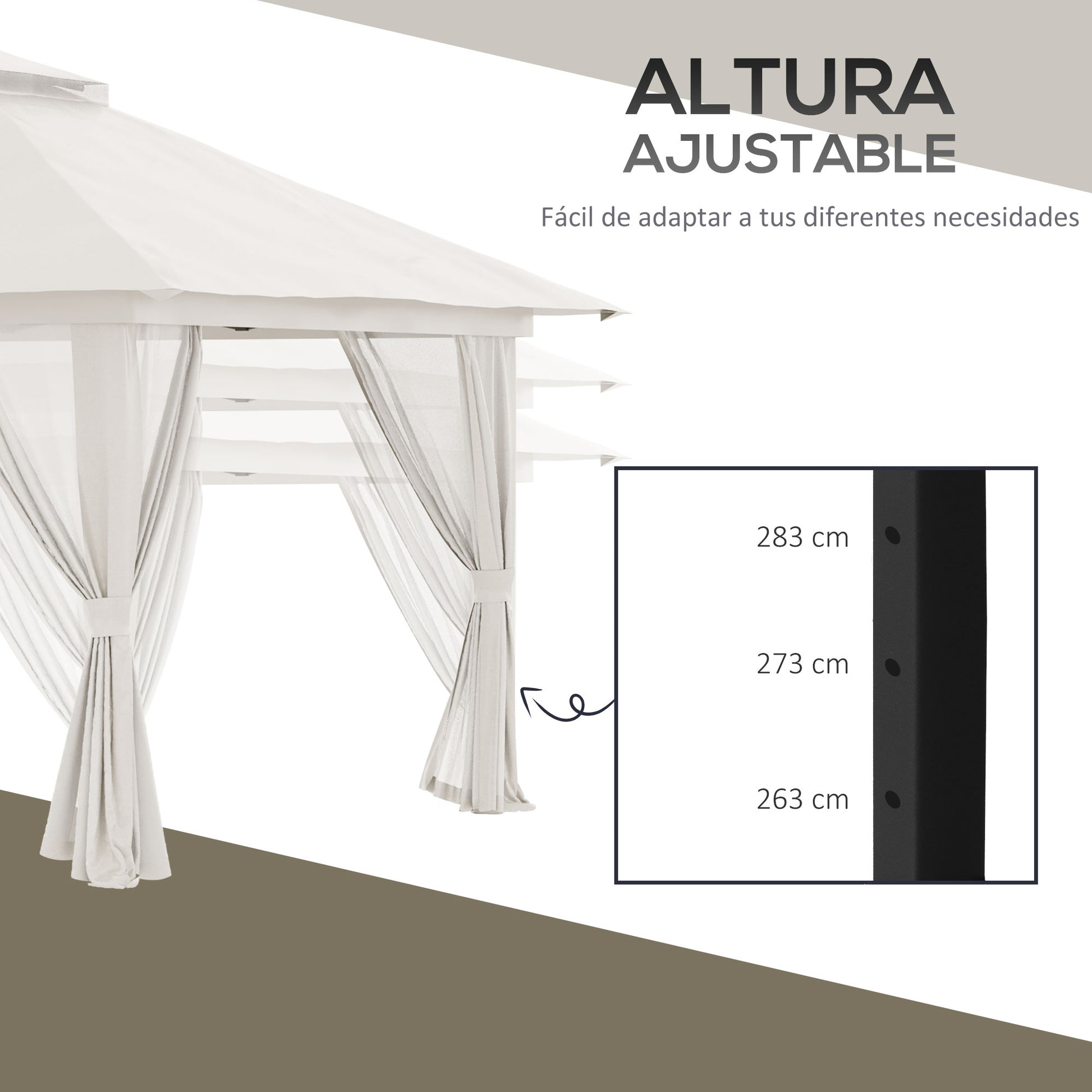 Outsunny Carpa Plegable Pop-up 4x4x2,8 M Altura Ajustable Protección Uv50+_5