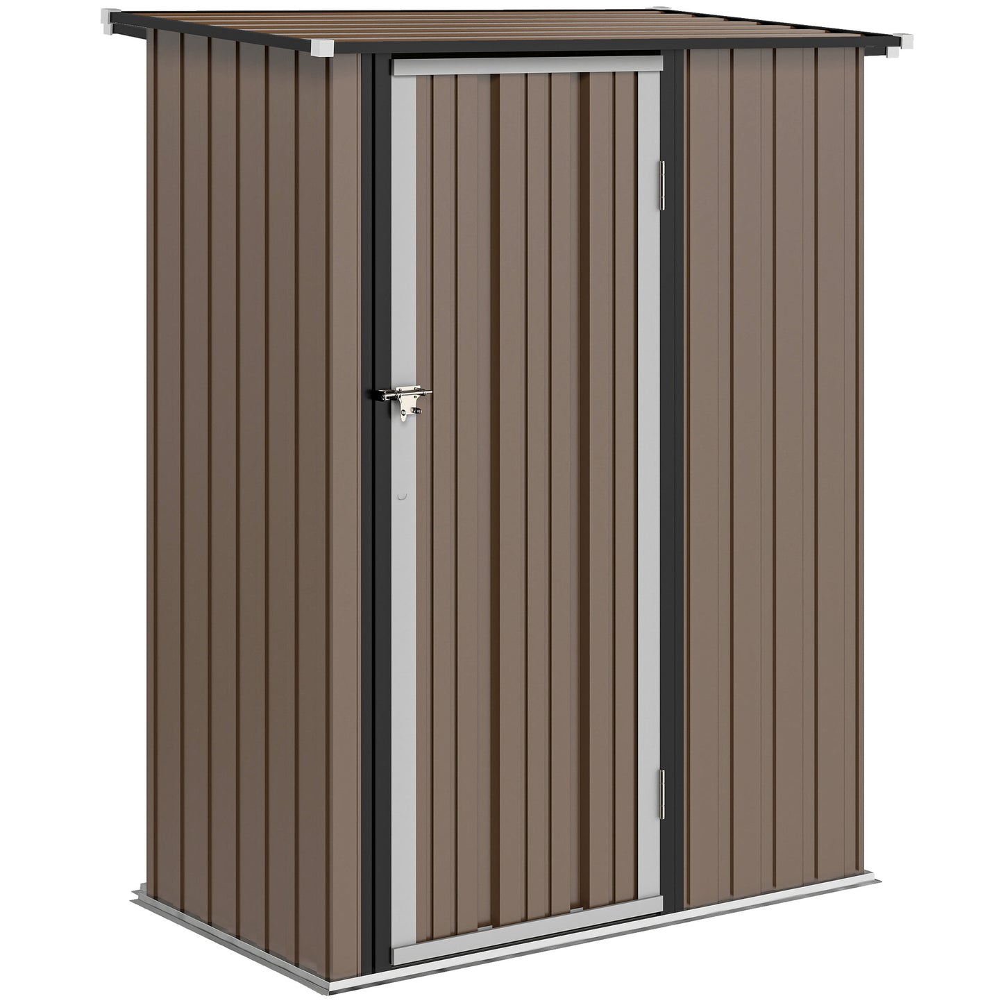 Outsunny Caseta De Jardín 1,07m² 142x86x189cm Metálico Con Puerta Marrón_0