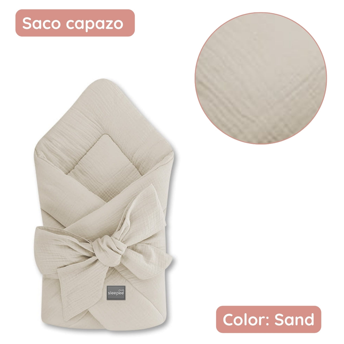 Saco Capazo Bebé Muselina Premium Sand