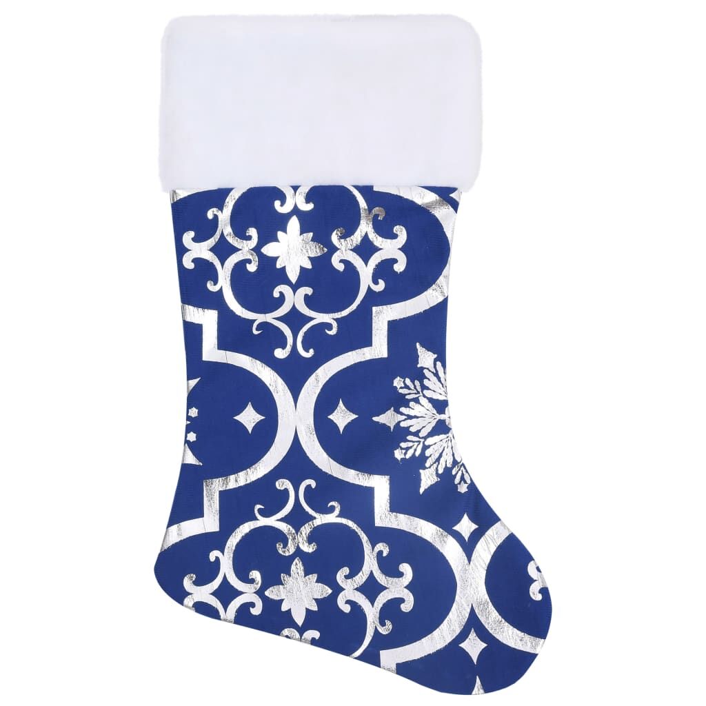 Vidaxl Falda Del Árbol De Navidad De Lujo Con Calcetín Tela Azul 90 Cm_3