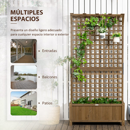 Outsunny Jardinera Con Enrejado De Madera Para Trepadora Plantas 90x45x183 Cm_5