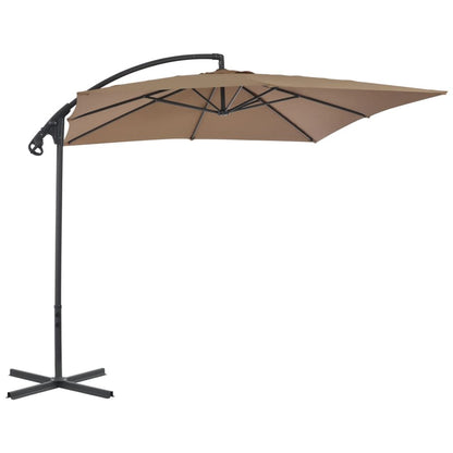 Vidaxl Sombrilla De Jardín Voladiza Con Palo De Acero Taupe 250x250 Cm_0