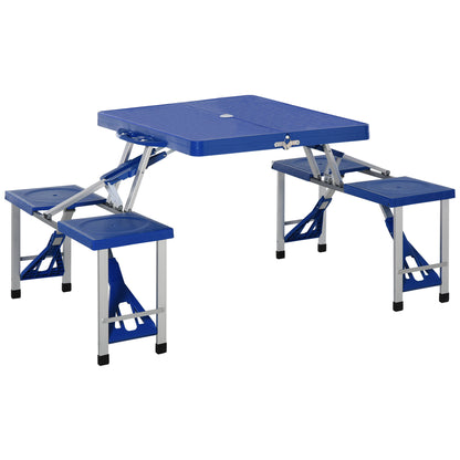 Outsunny Mesa Plegable De Camping Con 4 Asientos Agujero Para Sombrilla Picnic_0