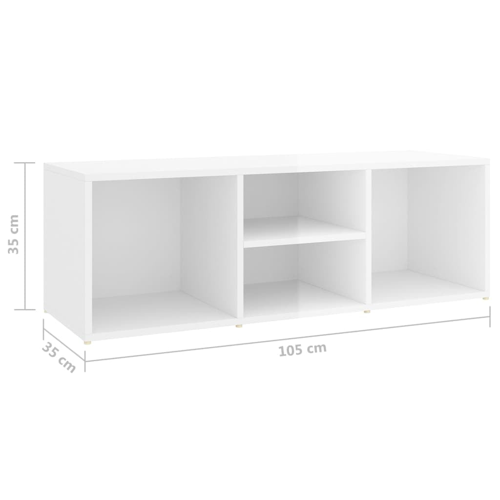 Vidaxl Banco Zapatero Madera Contrachapada Blanco Brillo 105x35x35 Cm_2