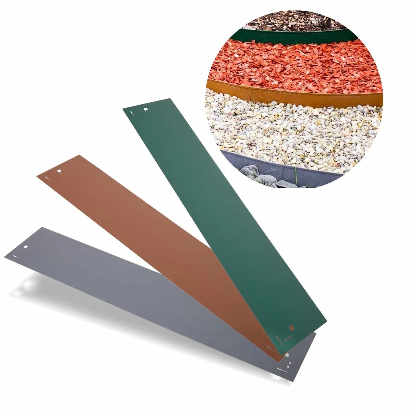 Borde De Césped Metálico 13,5cm X 120cm, Color: Marrón_0