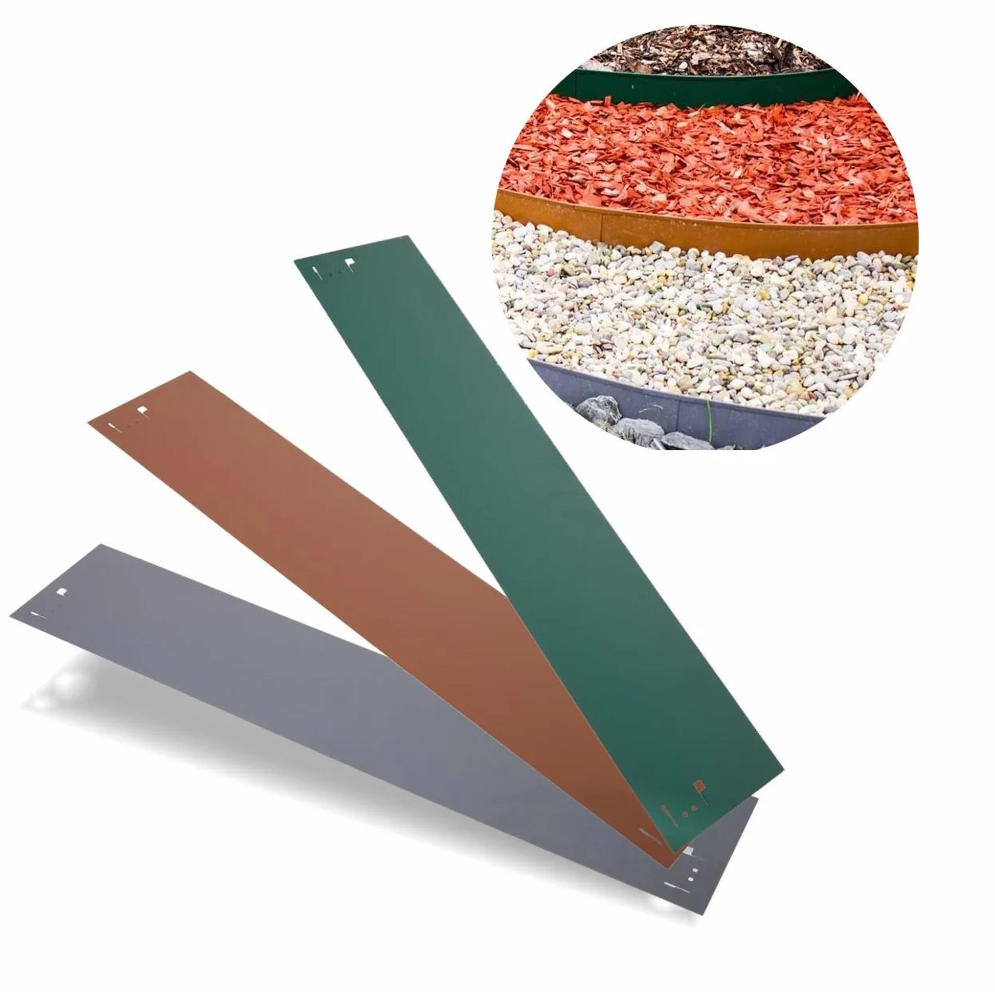 Borde De Césped Metálico 13,5cm X 120cm, Color: Marrón_0