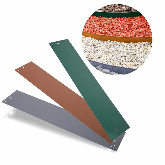 Borde De Césped Metálico 13,5cm X 120cm, Color: Gris_0