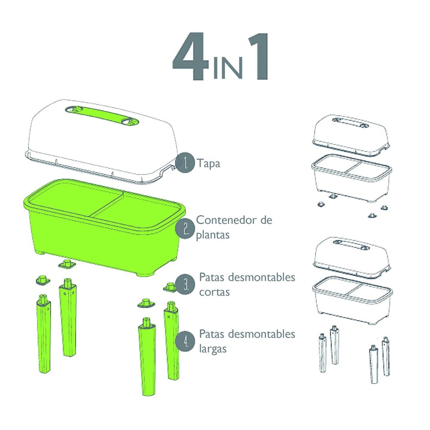 Jardinera Alta 83 L, Con Tapa De Policarbonato, Para Proteger Tus Plantas, Prosperplast Respana Planter Set De Plástico En Color Gris Piedra, 96,3_1