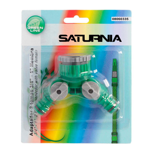Adaptador Manguera Plastico 3/4 - 1 Hembra Con 2 Tomas Blister_0