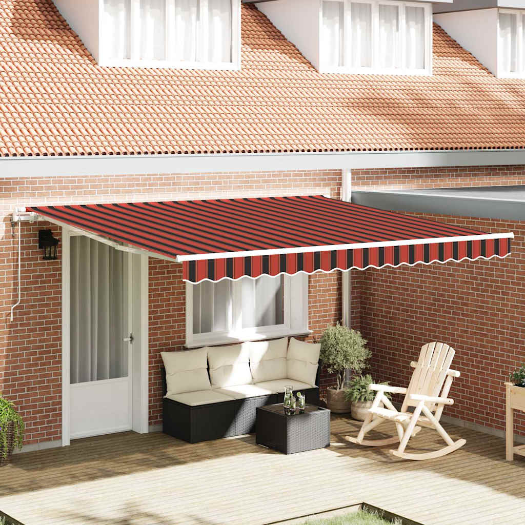 Toldo Retráctil Naranja Y Marrón 400 X 300 Cm Tela Y Aluminio_1
