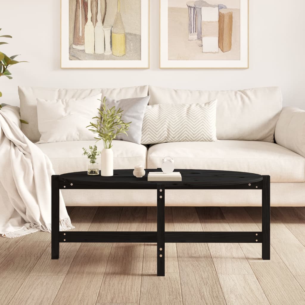 Mesa De Centro De Madera Maciza De Pino Negro 118x63x45 Cm_1