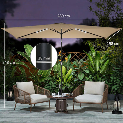 Outsunny Sombrilla Terraza Exterior Con 24 Luces Led Solares 2,9x2,5 M Crema_2