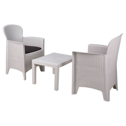 Well Home - Set De Jardín 'akita' Mesa Y 2 Sillas Blanco Ideal Para Terrazas