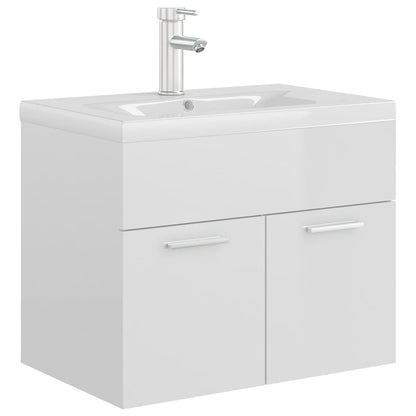Mueble Con Lavabo Madera De Ingeniería Blanco Brillo_1
