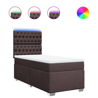 Cama Box Spring Con Colchón Tela Marrón Oscuro 100x200 Cm / Vetonek_1