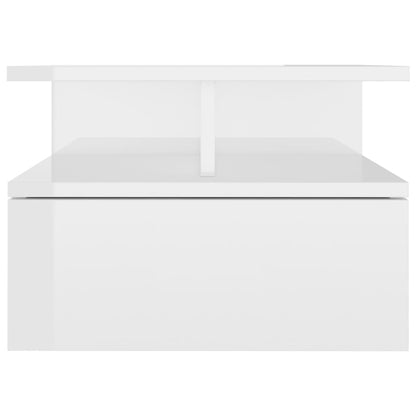 Mesita De Noche Flotante Madera Blanco Brillo 40x31x27 Cm_2