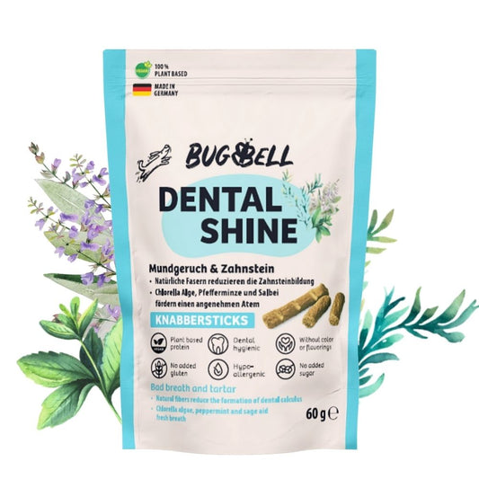 BugBell DentalShine Snack blando 12×60 g – sin cereales, semi-húmedo, con proteína de insecto, perejil y menta_0