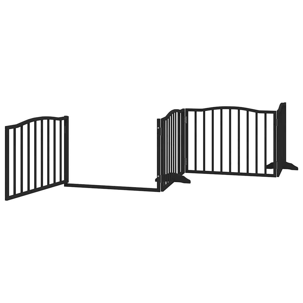 Vidaxl Puerta Para Perros Con Puerta Plegable De 4 Paneles, Color Negro, 320 Cm, Madera De Álamo_3