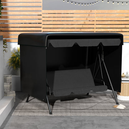 Outsunny Funda Balancín Jardín Con Cremallera 215x155x150 Cm Negro_5