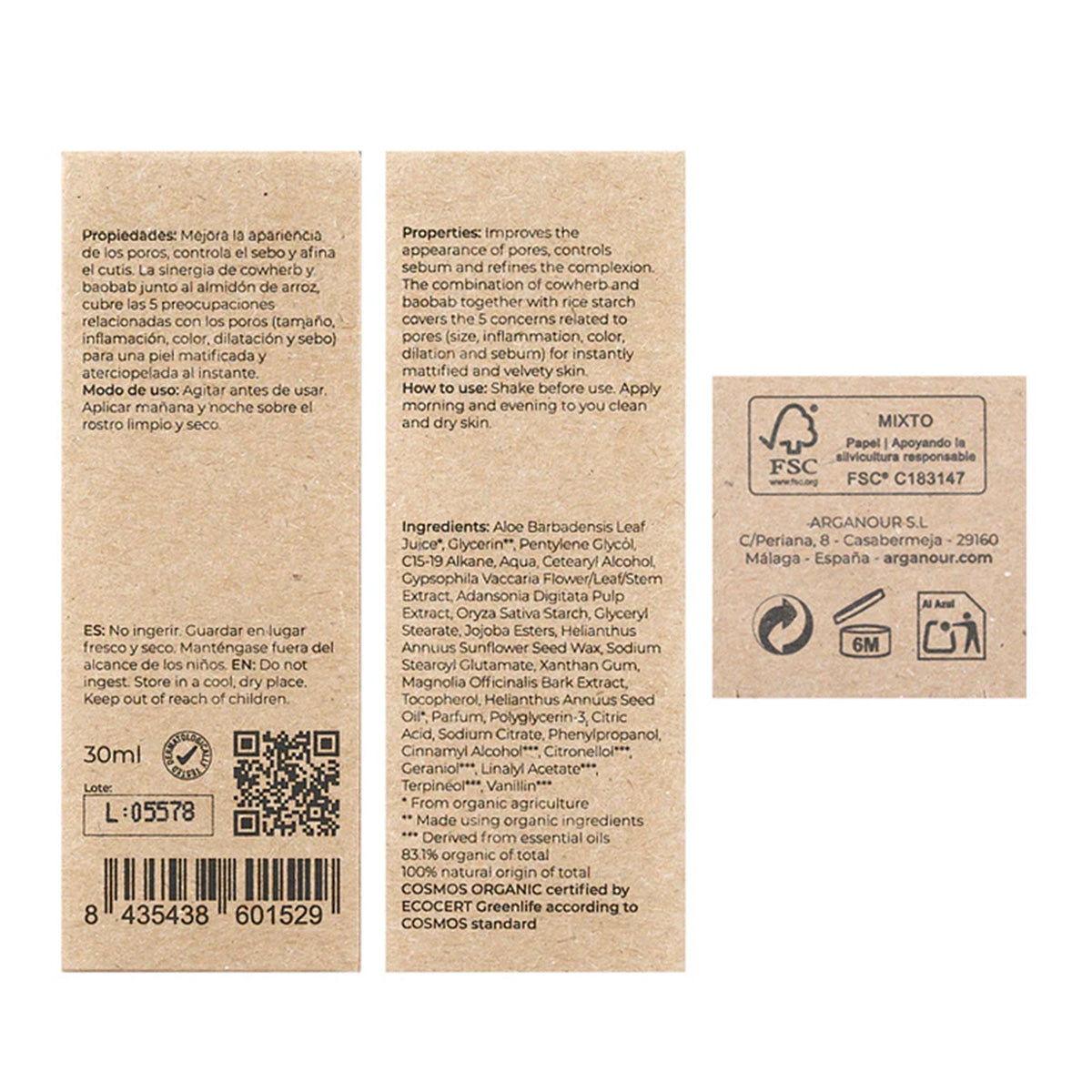 Velvet-Sérum minimizador de poros Arganour 30 ml