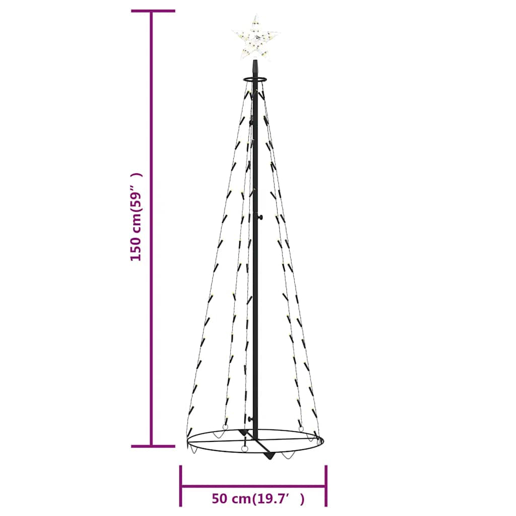 Vidaxl Árbol De Navidad Cónico 84 Led Blanco Cálido 50x150 Cm_2