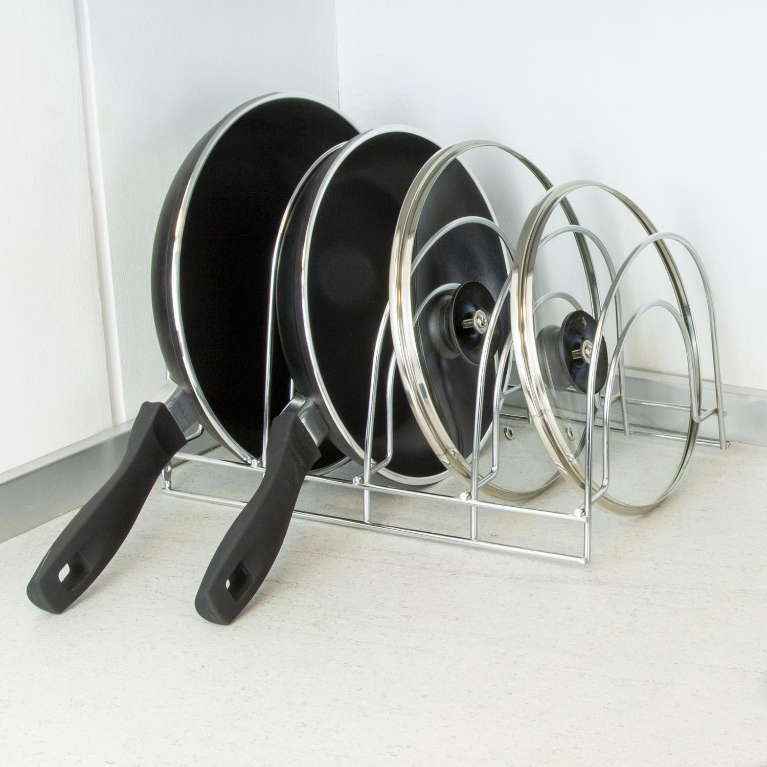 Soporte Vertical 5 Niveles Para Sartenes, Tapaderas, Acero Cromado_3