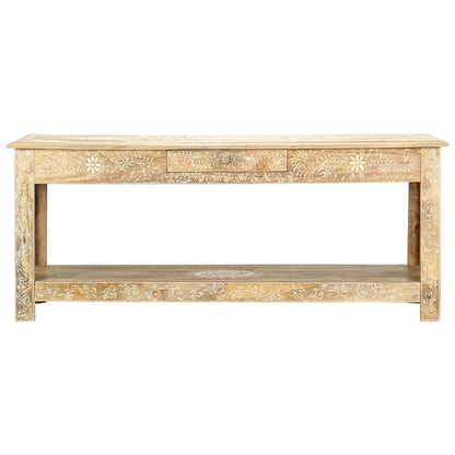 Mesa De Centro Pintada A Mano Madera Maciza Mango 110x50x45 Cm_0