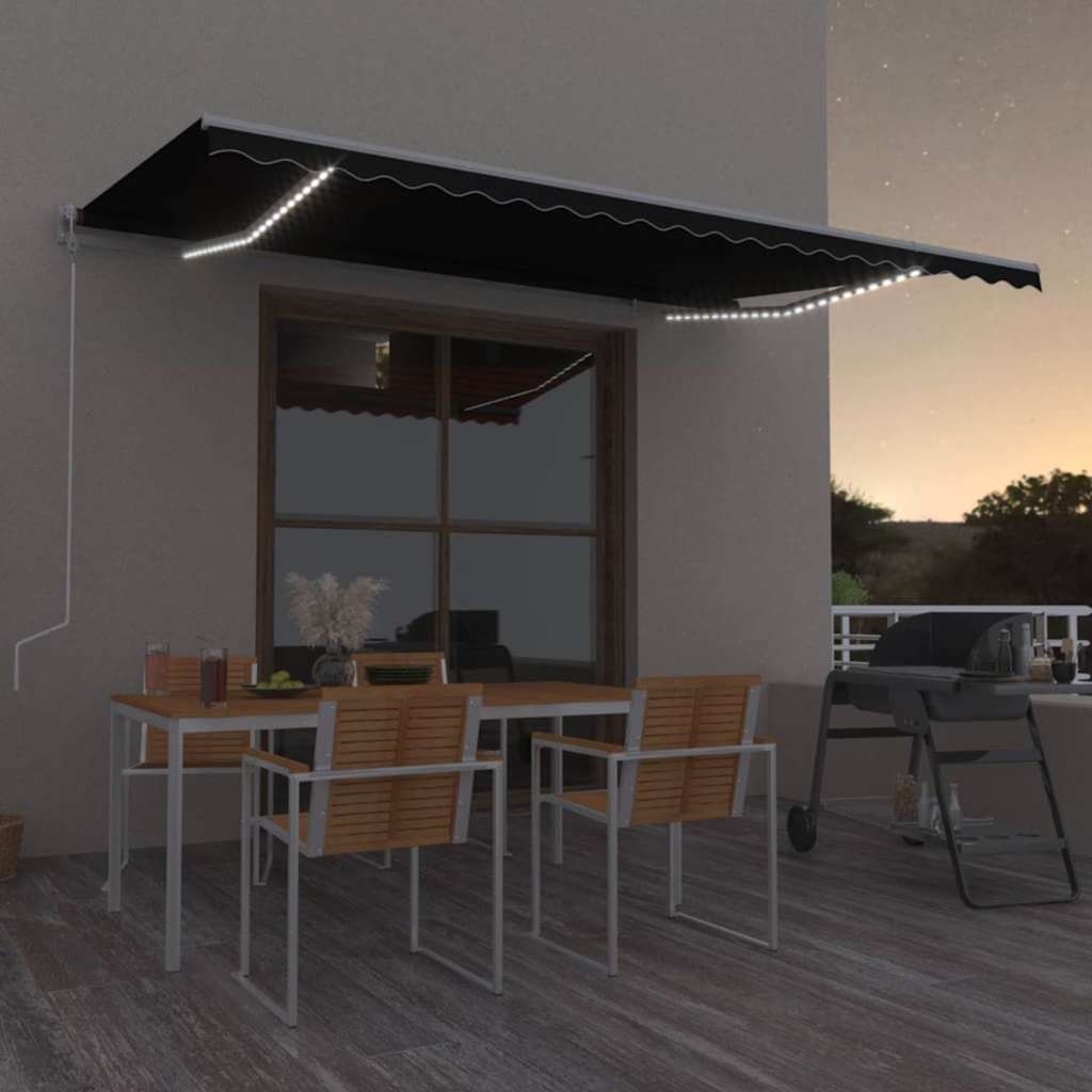 Toldo Automático Led Sensor De Viento Gris Antracita 500x350 Cm_1