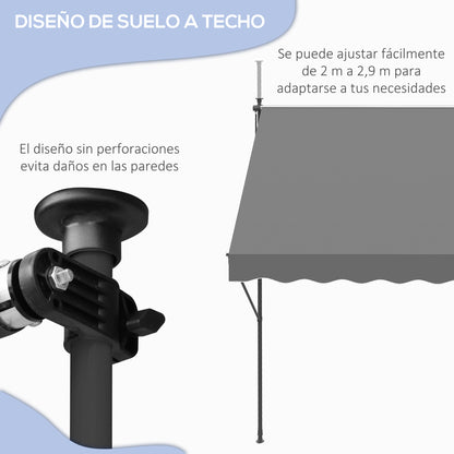 Outsunny Toldo Manual Retráctil 300x175x210-310cm Manivela Protección Uv40+ Gris_3