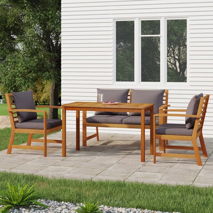 Vidaxl Juego Comedor De Jardín 4 Pzas Con Cojines Madera Maciza Acacia_1